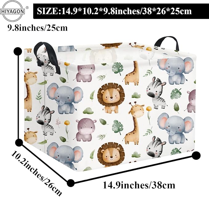 Rectangular Woodland Animal Basket Baby Storage Basket Storage Bin Organizer Box Animal Room Decor(Animal Basket)