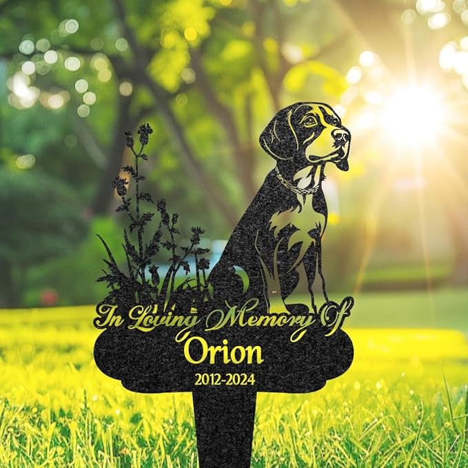 Custom Beagle Memorial Stake, Pet Tombstone Outdoor, Flowerbed Decor | Dog Memorial Gifts for Loss of Dog, Headstones for Graves, Memorial Plaques for Outdoors, Garden Decor, Sympathy Gift