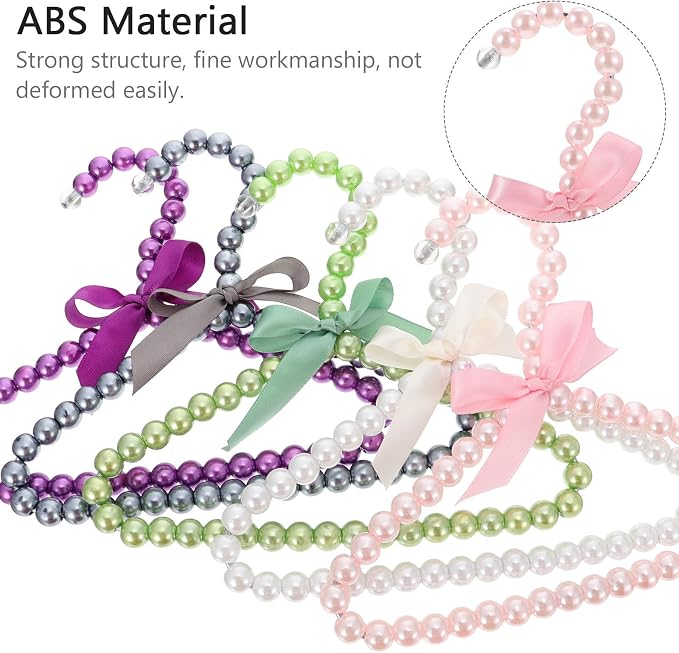 Mipcase 5pcs Creative Pet Clothes Hanger with Pearl Appearance and Bowknot Decor Abs Material Organizer for Pet Clothing to Store and Hang Apparel Efficiently