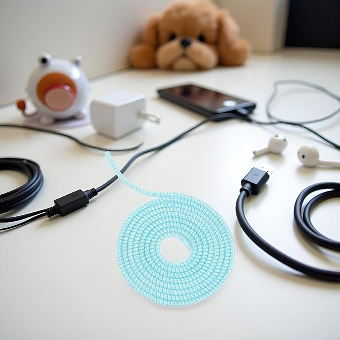 White Spiral Cable Protector, Chargers Cable Protector Data Cable Protect Sleeve, Headphone Cable Saver for Phone Earphone USB Data Cable Pet Chew 1.5m (4.92ft)