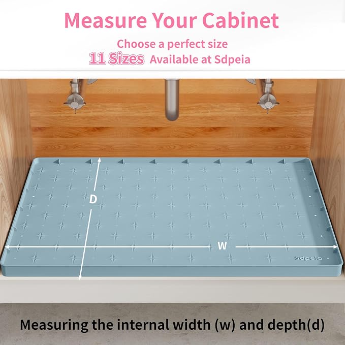 Sdpeia Under Sink Mat 22"×14" Waterproof Silicone Cabinet Liner & Sink Protector for Kitchen & Bathroom, Multi-Purpose Organizers Tray for Pets, Laundry, Cat Litter Mat