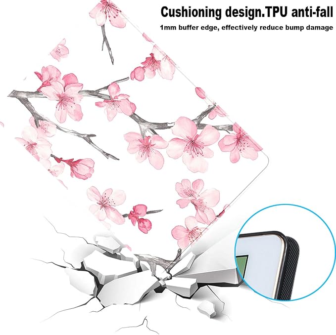 for Samsung Galaxy Tab A 8.0 2017 (SM-T380/T385) Tablet Protective Cover with Adjustable Stand and Magnetic Auto Wake/Sleep,Cherry Blossom