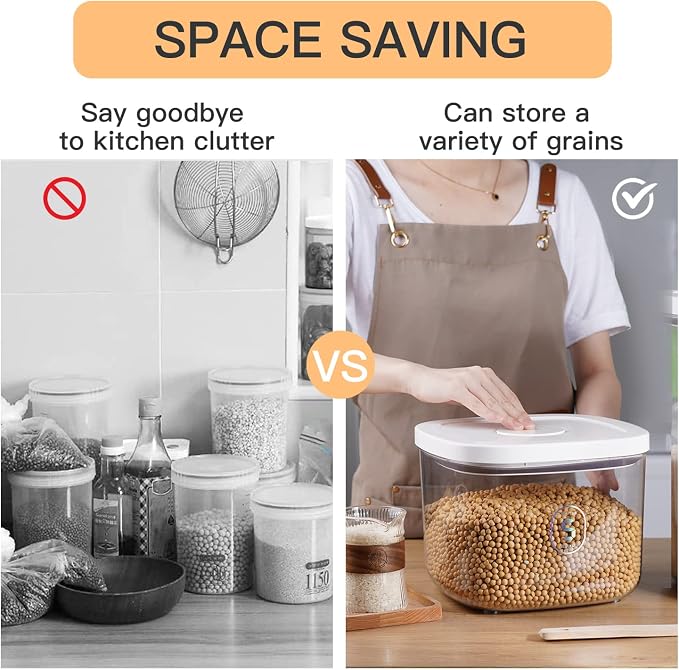 10 Lbs Storage Container Bin Rice Dispenser with Measuring Cup Food Cereal Container Bins Household for Kitchen Pantry Organization | 5Qt/5kg Rice Dispenser Food Cereal Container Bins Household for Kitchen Pantry Organization