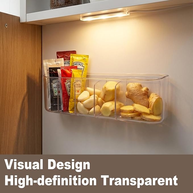 2PCS Clear Inside Medicine Cabinet Door Organiser, Small Bathroom Organizer Adhesive Wall Mounted Storage Compartment Holder for Lipstick,Small items