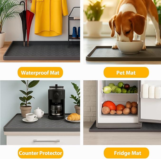 TigeJoy Under Sink Mats for Kitchen Waterproof 22" x 22", Cabinet Liner | Leak-Proof Silicone Mat Sink Protector, Kitchen Essentials Organizer and Storage,Boot or Shoe Tray, Pet Feeding Mat