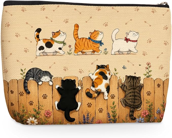 Funny Cat Makeup Bag, Cute Cat Gifts Cosmetic Bags Travel Organizer Bag