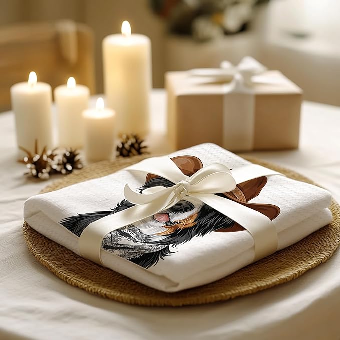 Cabana Bro Bernese Mountain Dog Gifts Kitchen Towels, Bernese Mountain Dog Gifts for Women Decorative Hand Towels for Bathroom, Funny Western Cowboy Berner Dish Tea Towels for Kitchen, 16x24 Inch