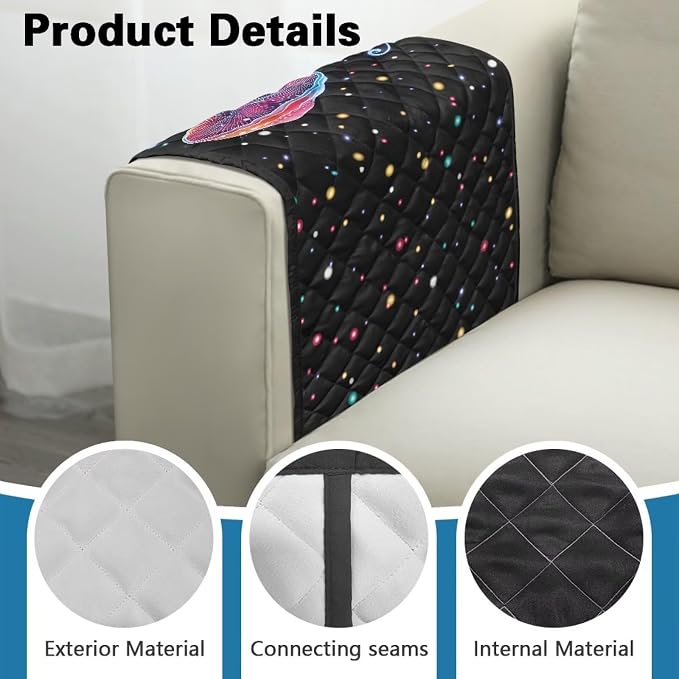 Mushroom Sofa Arm Covers Stretch Armrest Covers Washable Couch Arm Cover Stains Resistant Recliner Arm Cover Anti-Slip Armrest Slipcovers Furniture Protector