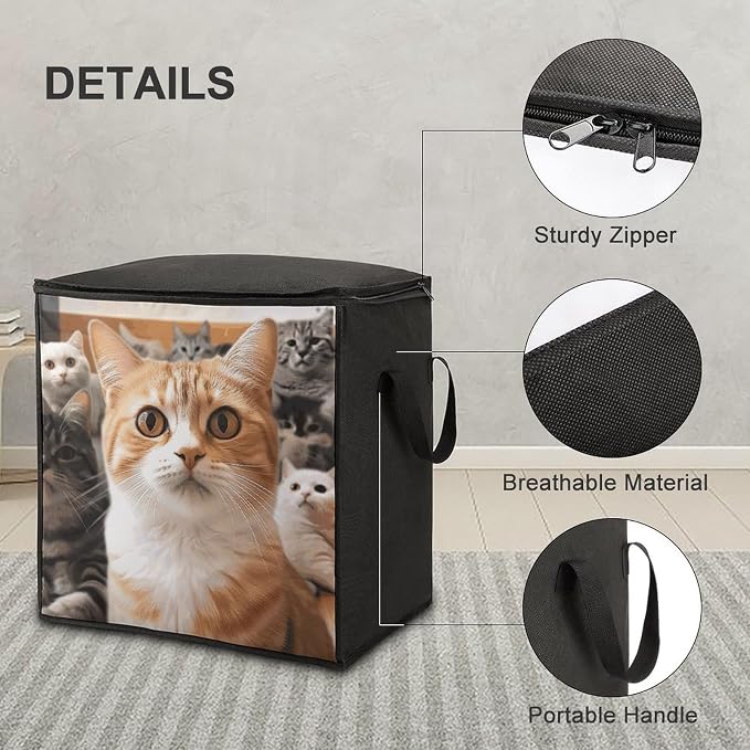 Funny Pet Cat Storage Bags with Reinforced Handles,Moving Bag with Zipper,Closet Organizers,Compression Packing Cubes