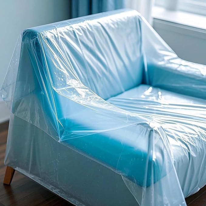 TopSoon 2Pack Heavy Duty Plastic Chair Cover,Furniture Living Room Chairs for Storage and Moving,Waterproof Dust-Proof Armchair Covers,Clear Couch Covers, 46-inch by 76-inch