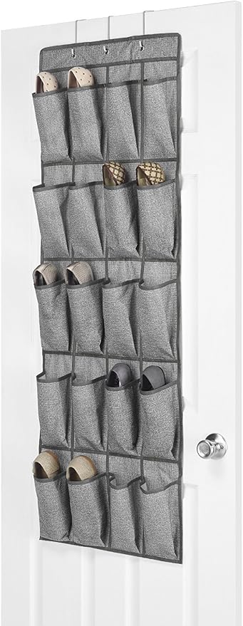 Whitmor 20 Pocket Over the Door Shoe Bag Crosshatch Gray