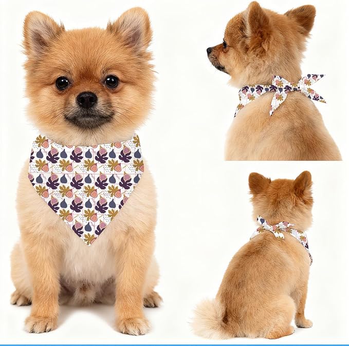 Fig Dog Bandana, Fruit Pattern Pet Triangle Scarf for Small Medium Dogs, Cute Puppy Bandana for Daily Wear Walks Picnic Birthday Party Family Photos