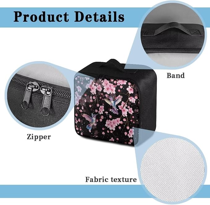 Empty First Aid Bag Hummingbird Floral Medical Bag Empty Large Capacity for Home Office and Travel Use Lightweight Washable Soft Fabric