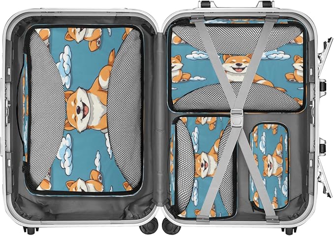 Packing Cubes for Travel, Cute Corgis Dogs Travel Luggage Packing Organizers for Women Men, Large Custom Toiletries Bag for Cosmetics Toiletries, Corgis Dogs