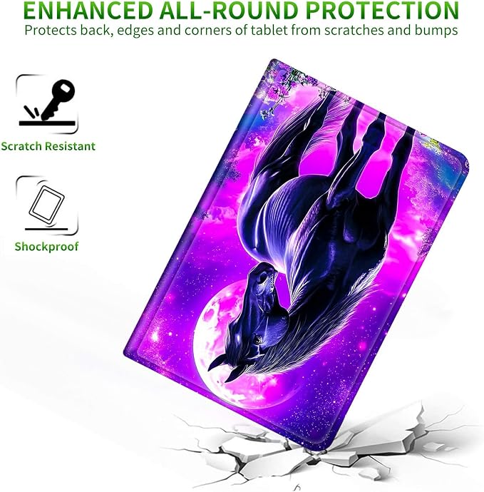Case for Samsung Tab S10 Ultra/S9 Ultra/S8 Ultra 14.6" 2024/2023/2022 | Slim Leather Smart Cover with Multi-Angle Anti-Slip Stand [Auto Wake/Sleep] Shell for Women Men, Purple Black Horse