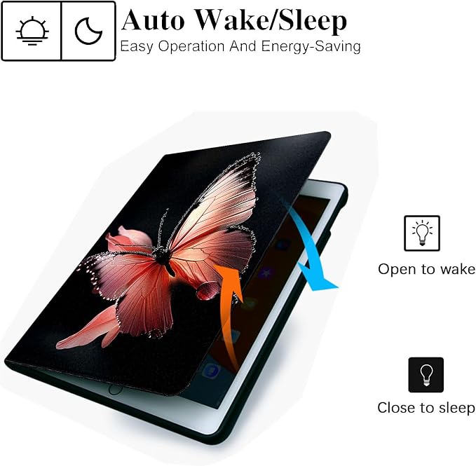 for Microsoft Surface Pro 7 Plus,Surface Pro 7/6/5/4 12.3" Tablet Case,Auto Wake/Sleep,Adjustable Stand Protective Cover - Pink Butterfly