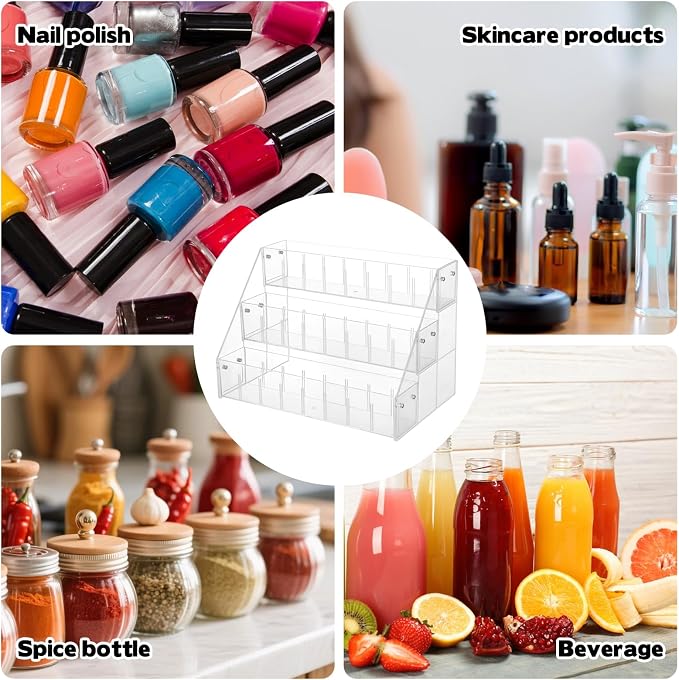 Rainmae 3-Tier Vitamin Storage Organizer, Medicine Cabinet Organizer, Pill Bottle Organizer, Medicine Bottle Organizer for Countertop, Shelf for Vitamin Bottles Pills Medical Supplies Bathroom Cabinet