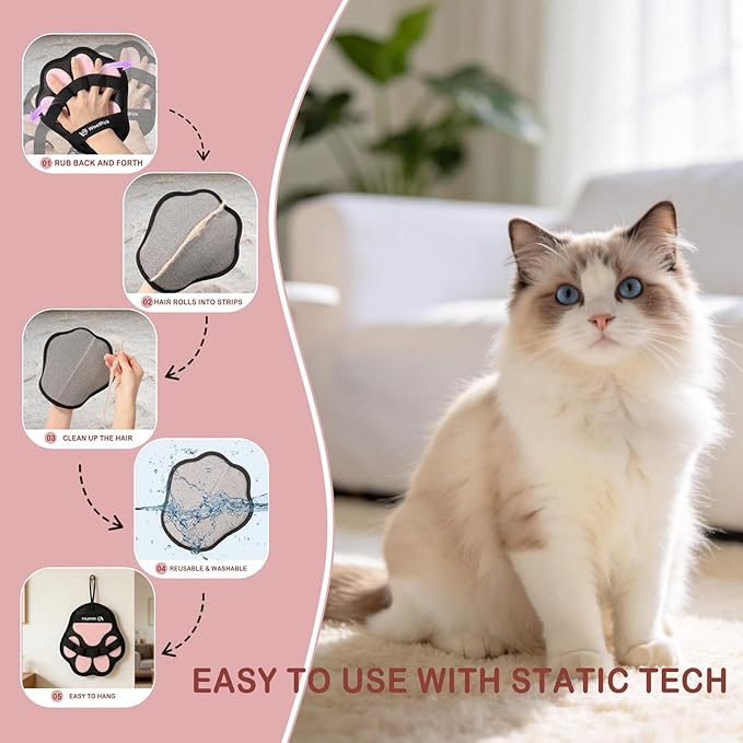 WoofPick 2PCS Pet Hair Remover Glove - Electrostatic Pet Hair Removal Glove for Dogs & Cats, Efficient Magic Brush Pet Hair Remover Tool for Furniture, Couch, Clothes & Car, Washable & Reusable