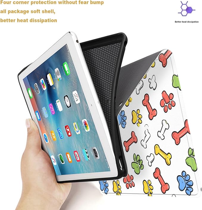 Tablet Case for iPad 11th A16 2025 (11 Inch)/10th Generation 2022 (10.9 Inch),Shockproof Protective Cover with Stand,Auto Wake/Sleep,Pet Paw Print Bone Pattern