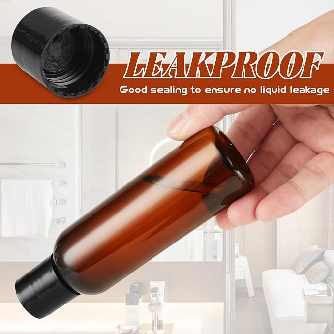 50 Pack 4oz Amber Empty Bottle Plastic Squeeze Bottles with Disc Top Flip Cap, Leakproof Refillable Travel Containers for Lotions Shampoo, Body Wash, Crafts and Toiletries