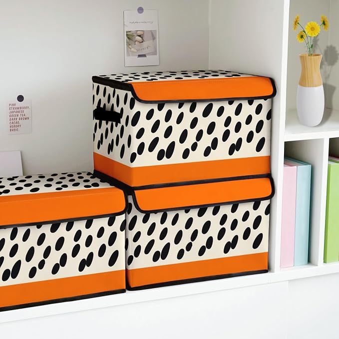 Stackable Storage Bins with Lids,Closet Organizers Fabric Box for Home and Office,Blanket Clothes Organizers,Under Bed Storage Containers 3 Pack