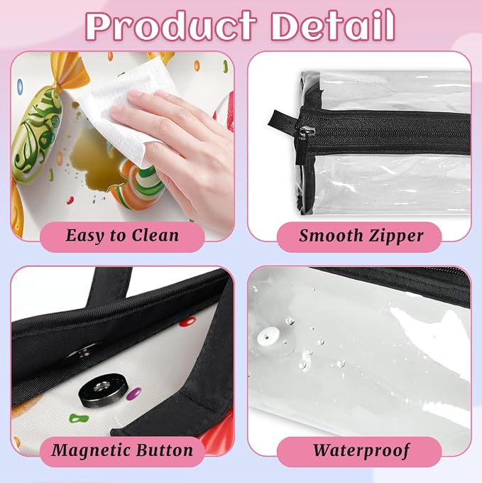 Candy Makeup Bag for Women Hanging Roll-Up Travel Organizer Toiletry Kit with 4 Removable Compartments, Colorful Candy