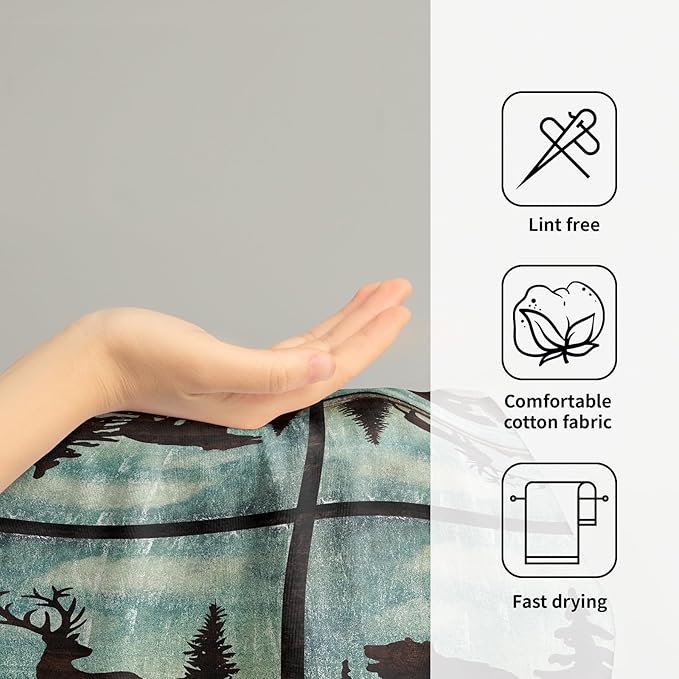 Giwawa Vintage Bear Deer Hand Towel Set of 2, Forest Wildlife Elk Moose Tree Facerag Super Soft Face Towel for Bathroom Kitchen Adult Man