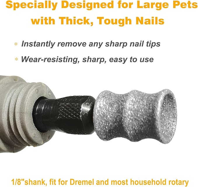 Extra Large Dog Nail Trimmer Bits for Dremel - Dog Nail Grinder Attachment for Large Pets with Thick, Tough Nails