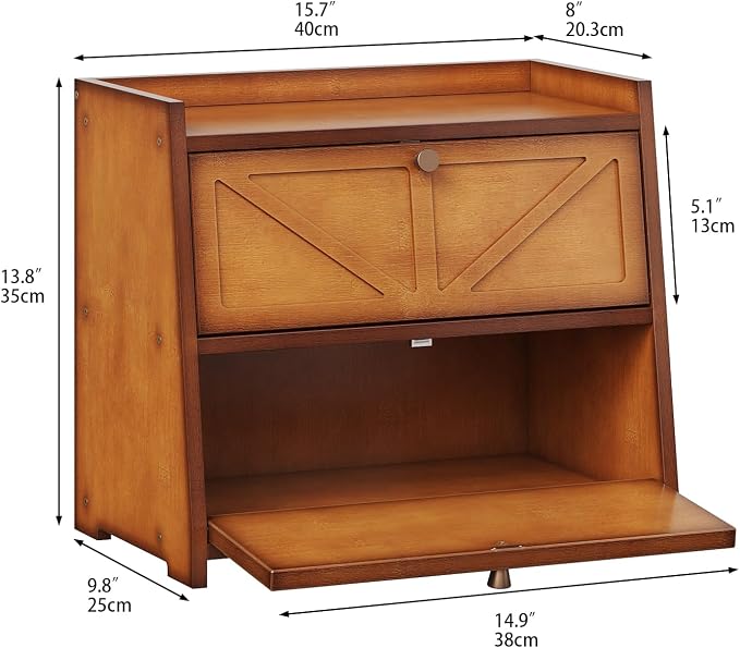 Trironsun Vintage Double Layer Bread Box for Kitchen Counter Bamboo Bread Storage Container Large Capacity Bread Storage Bin