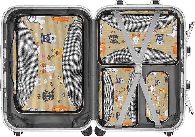 Dog Packing Cubes for Travel, Luggage Packing Organizers, Dog Breeds Profiles Pets Travel Accessories Large Toiletries Bag for Clothes Shoes Cosmetics Toiletries