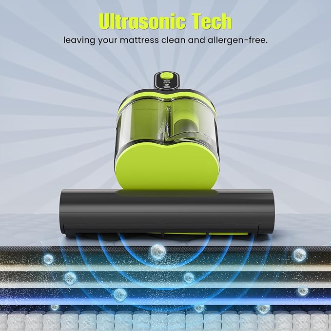 Mattress Vacuum Cleaner UV for Pet Hair,16kPa Power Suction UV Bed Vacuum Cleaner,140°F Heated Function,Ultrasonic High Tapping,HEPA Filter,Bed Vacuum for Sofa, Couch, Crib(Corded,4.5Amp)