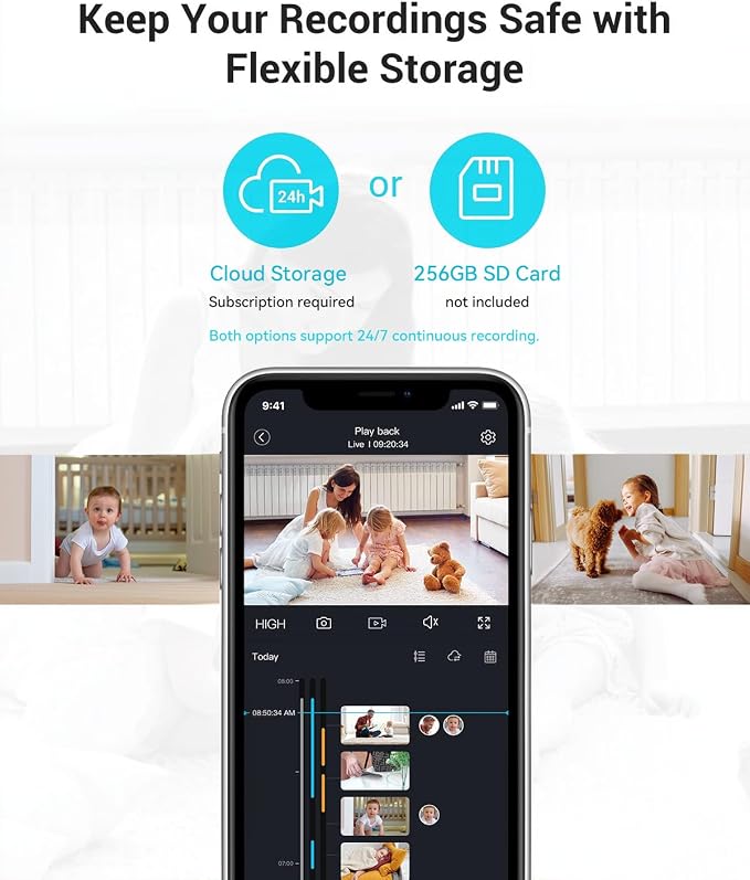 blurams 5G Cameras for Home Security, 360° PTZ Pet/Dog Indoor Camera, 2Pack