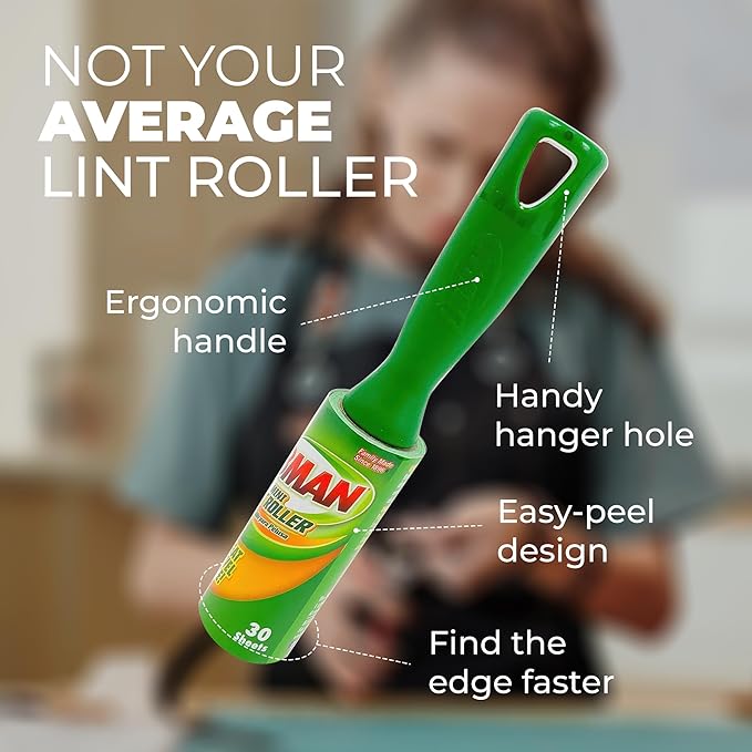 Libman Mini Lint Roller Set with Reusable Lint Remover Brush -Travel Sticky Lint Removing Tool for Pet Hair, Dust, Small Crumbs - 6.5" Portable Lint Brushes with Hanger Hole - 6 Pack (180 Sheets)