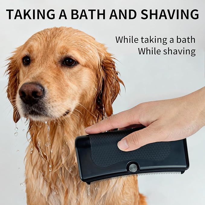 Pet Deshedding Brush for Dogs, Cats, Rabbits, Horses, Gentle Grooming Tool for Loose Hair & Matted Fur, Ergonomic Handle