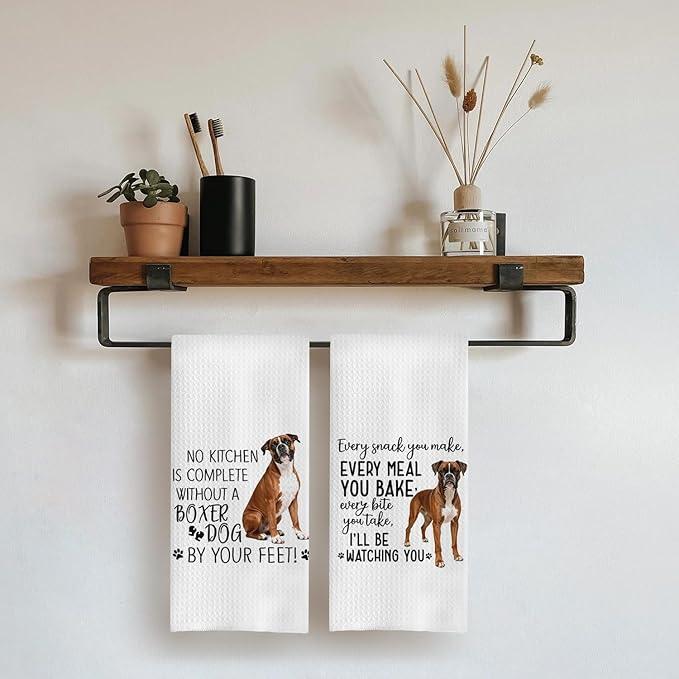 Boxer Dog Kitchen Towels Set - Boxer Gifts for Dog Lovers Women, Dogs Hand Towels Dish Towels Decor, 16x24 Inch,Set of 2
