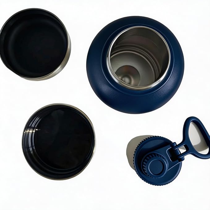 32oz Portable Dog Water Bottle with 2 Detachable Bowls for Small & Medium Dogs, Insulated Dog Travel Bottle for Walking and Road Trips (Dark Blue)