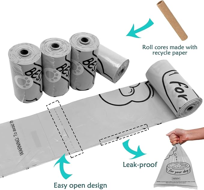 YUCHIYA Dog Poop Bag Holder Dispenser with LED Flashlight(Gray)