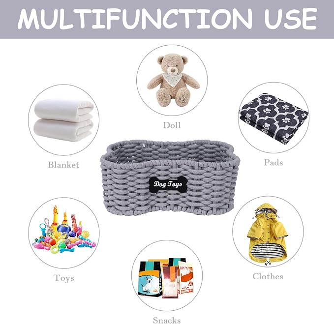 Dog Toy Basket, Large Woven Storage Bin, Pet Toy Basketfor Living Room,Toy Storage Organizer with Handles Stylish Dog Toy Bin for Dogs and Puppies