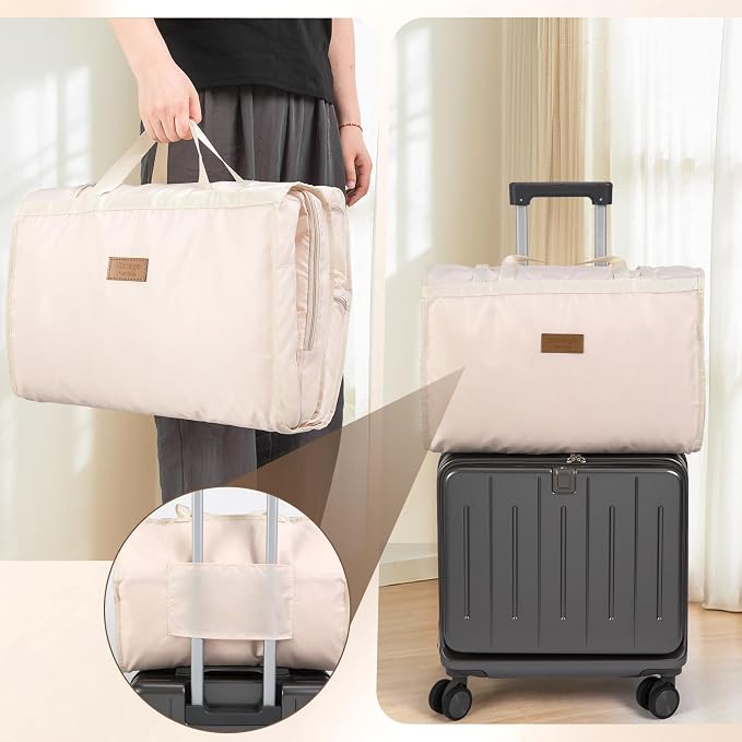 8-in-1 Packing Cubes for Travel, Suitcase Organzier Bags with Handle for Luggage, Road Trip Travel Accessories with 8 Pockets, Space Saving Luggage Bags, Beige