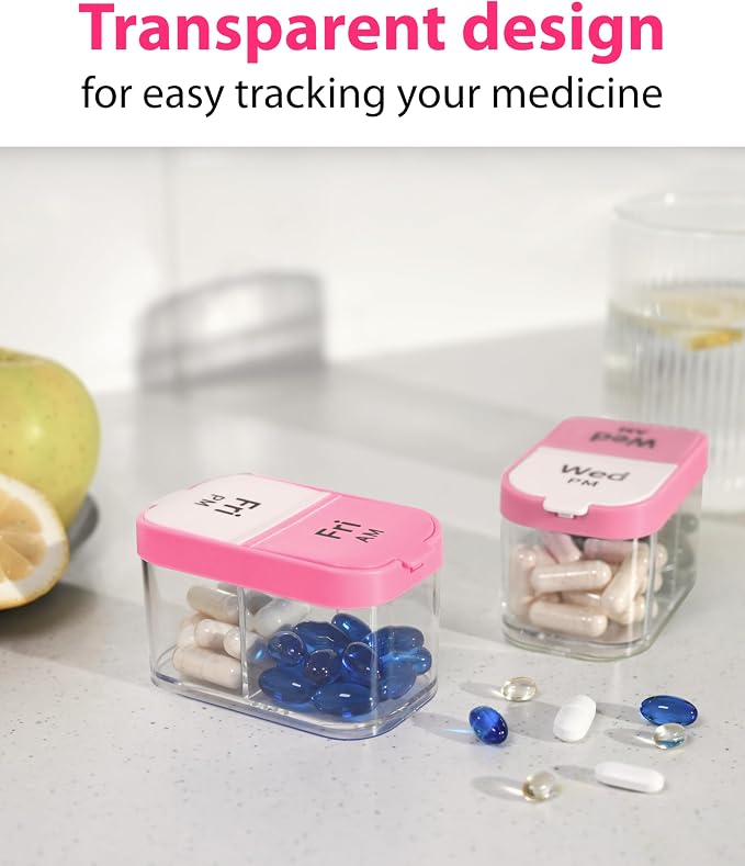 Extra Large Pill Organizer – Weekly Pill Box 7 Day AM PM for Big Vitamins & Supplements, Large Capacity Medication Dispenser with 7 Detachable Compartments, XL Pill Organizer 2 Times a Day