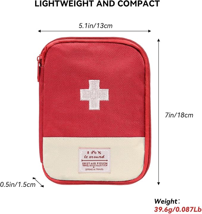 Faylapa 3 Pcs Mini Empty First Aid Bag, 7x5 inches Mini Portable Medical Pouch, Travel Emergency Multifunction Emergency Storage Bag for Hiking, Home, Travel, Camping, Outdoor, Car, Office(Bag Only)