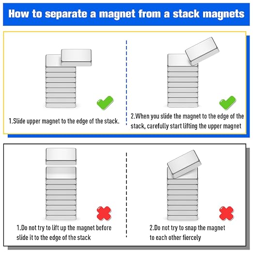 FINDMAG Rare Earth Magnet Strips with Adhesive Backing, 10 Pack, 60x10x4mm | Strong neodymium bar magnets with a flat bar shape; for wall signs, cabinet doors, posters, tool storage and garage setups
