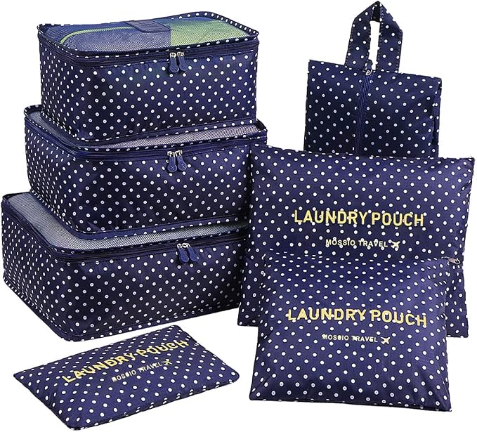 Mossio 7 Set Packing Cubes with Shoe Bag - Travel Carry On Luggage Organizer