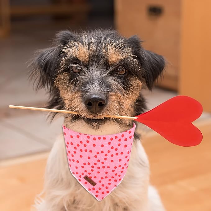Valentine’s Dog Bandana, Valentine Triangle Bid Scarf for Girl Boy Small Medium Dogs or Cats, Adorable Puppy Wedding & Valentine’s Bandana, Cute Soft Cotton Pet Kerchief