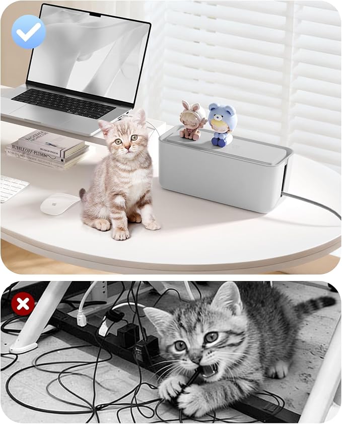 ORICO Cable Management Box, Cord Hider Box to Conceal Power Strips on Desk or Floor, Keeping Cords Tidy and Protected from Damage, Stylish Cable Organizers for Home, Office, School - PB01