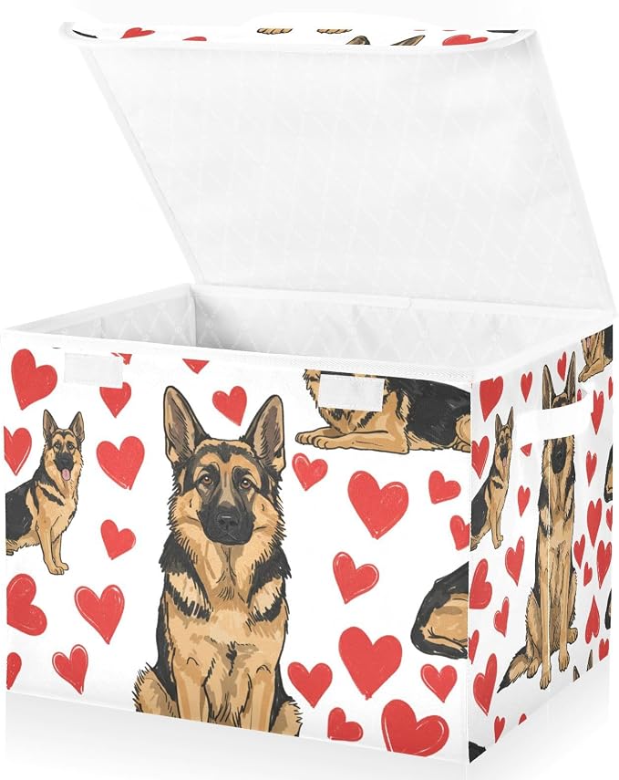 Storage Bins with Lid Dog Puppy Foldable Storage Boxes 40L Baskets | Decorative Storage Boxes, Dust-Proof Flip Top, Reinforced Handles, For Home & Bedroom, Clothes & Toy Box, Oxford Fabric Print