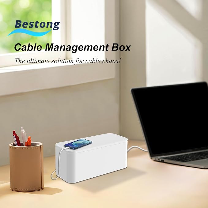 Power Strip Cover Box Cable Management Organizer 2 Pack White