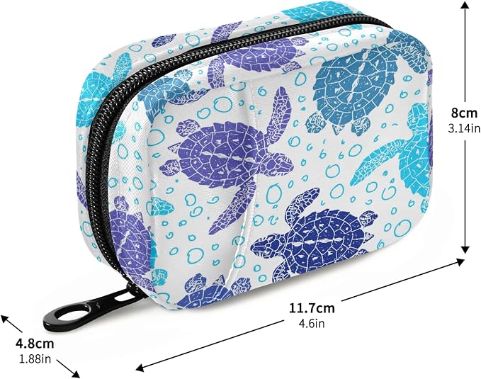 Naanle Vintage Sea Turtle Pill Box 7 Day Pill Case Travel Pill Organizer Bag with Zipper Portable Weekly Case Compact Size for Supplement Vitamin Holder