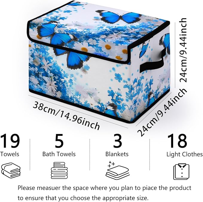 Stackable Storage Bins with Lids,Closet Organizers Fabric Box for Home and Office,Blanket Clothes Organizers,Under Bed Storage Containers 3 Pack