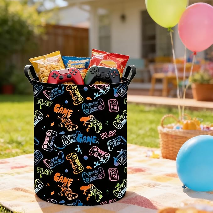 Game Fabric Storage Bin Nursery Organizer Basket | Organizer Bin Dirty Clothes Collapsible Waterproof for College Dorms, Boys and Girls Bedroom,Bathroom